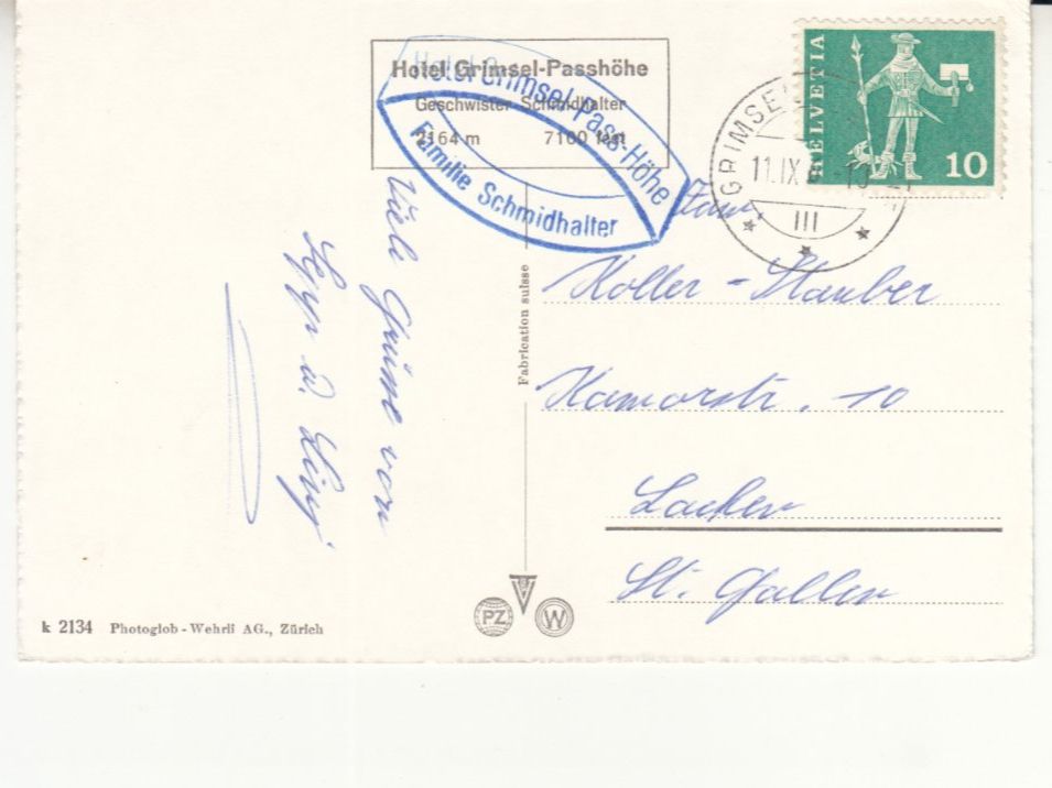Cartoline postali: Walliser Berner Alpen 1966 – Usato da Bürglen TG venduto da StampGraf 1