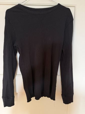 H&M Basic Langarmshirt Schwarz Ripp 158 / 164 Bio-Baumwolle