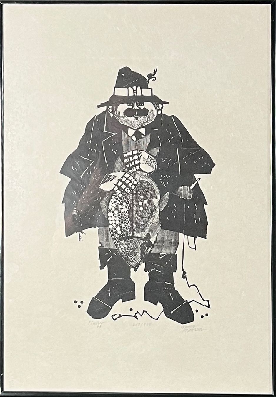 Xilografie: Werner Hofmann. Fischer, Holzschnitt. – Usato da Zumikon venduto da tesoro8853