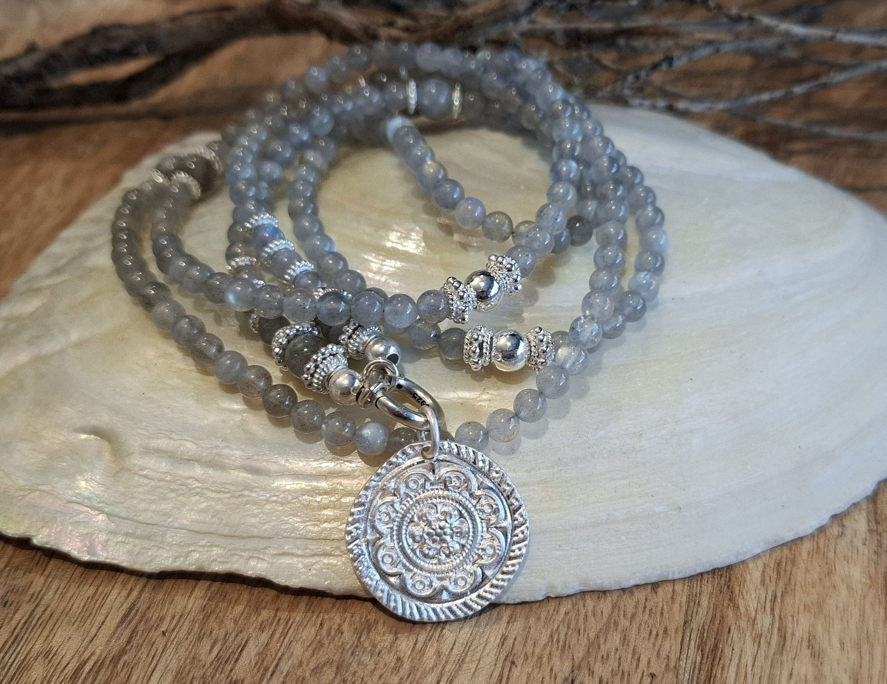 Catenine: LABRADORIT -  Edelsteinkette - Sterling Silber - grau – Nuovo e nell'imballaggio originale da Mühlethal venduto da nicita-modeschmuck