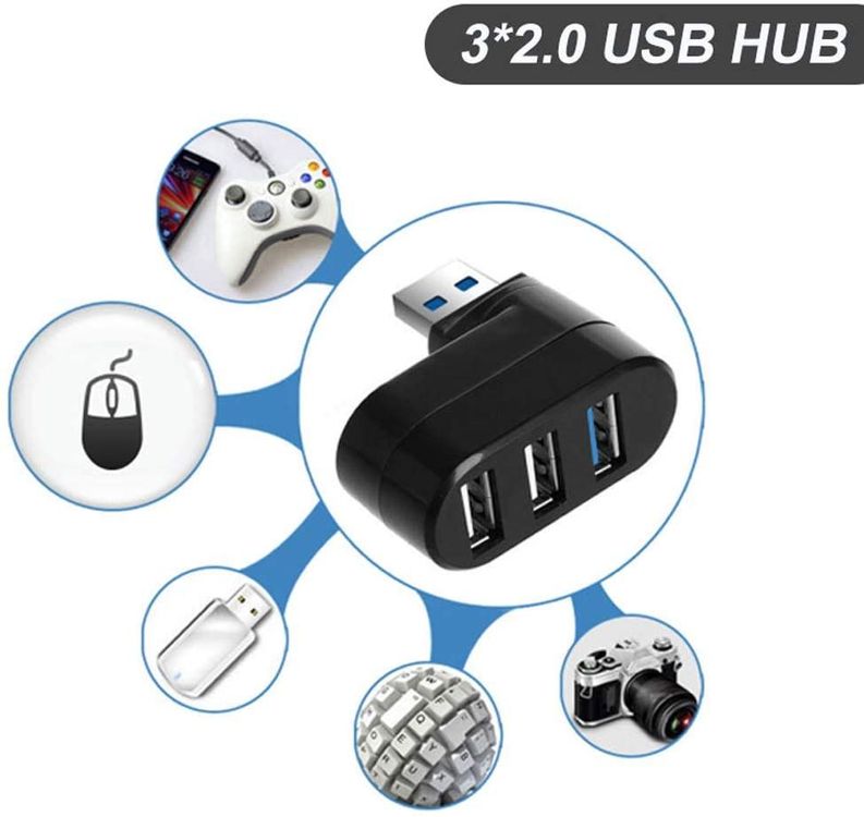 Drehbarer 3Port HUB USB 3.0 + 2 USB 2.0 Adapter Splitter USB 3