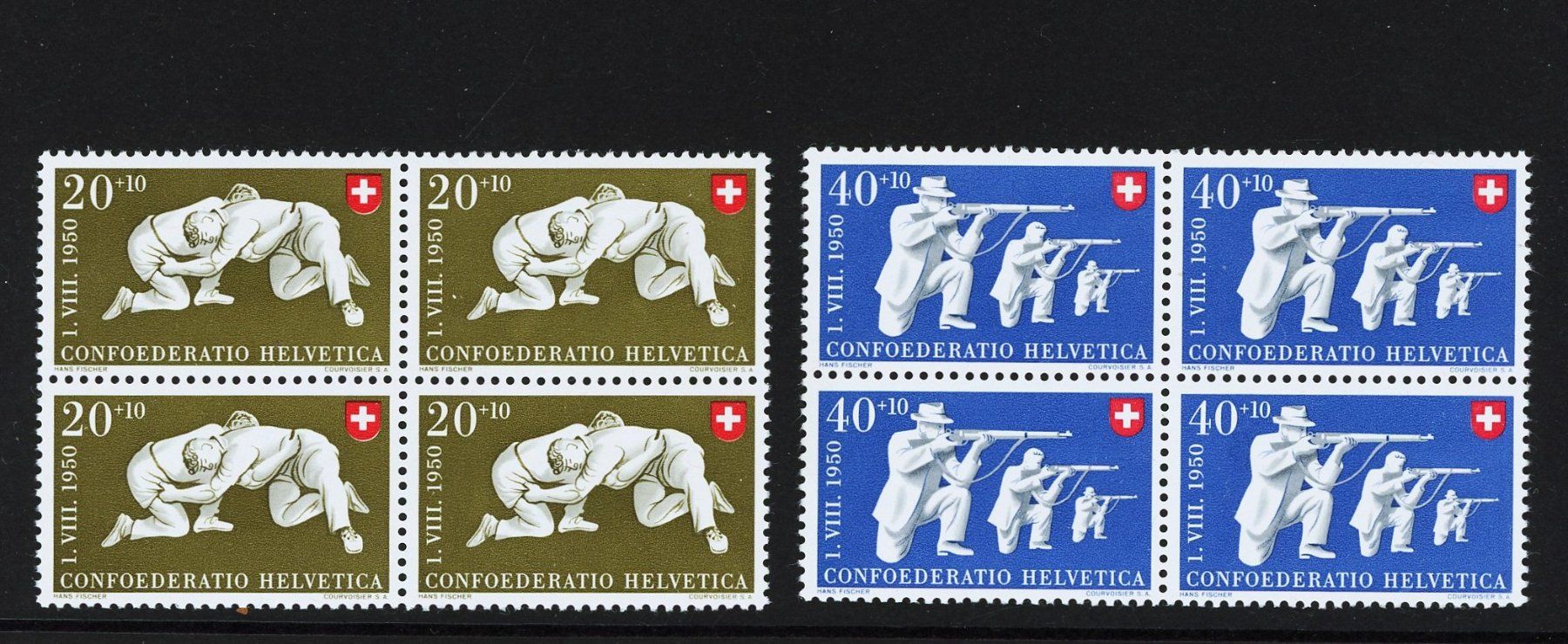 Tutti i francobolli: 1950: Pro Patria Viererblock-Serie, postfrisch – Nuovo (secondo la descrizione) da Basel venduto da Strubelibs 1