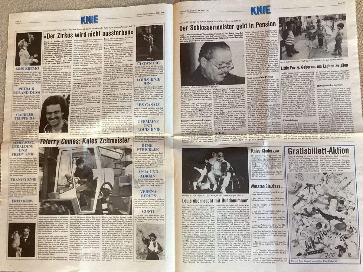Foto & Immagini: Circus Knie Zeitungsbericht 1991 – Usato da Reichenbach i. K. venduto da astra2010