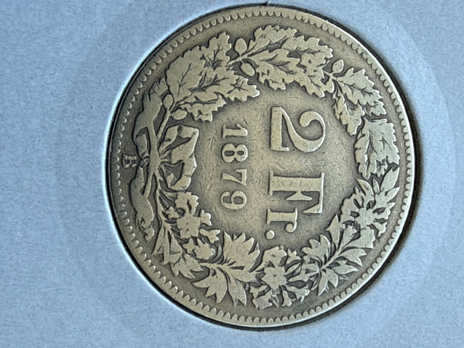 Alle Münzen: Swiss 2 francs 1879 Silver Coin – Gebraucht aus Pully von ta571 1