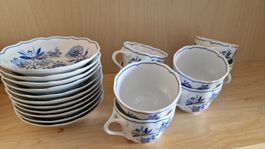 Kaffeegeschirr Hutschenreuther Zwiebelmuster 8 Tassen 11 Unt