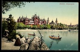 Zürich, Alpenquai, See mit Ruderbooten