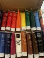 Set of 16 acrylic paint tubes 
