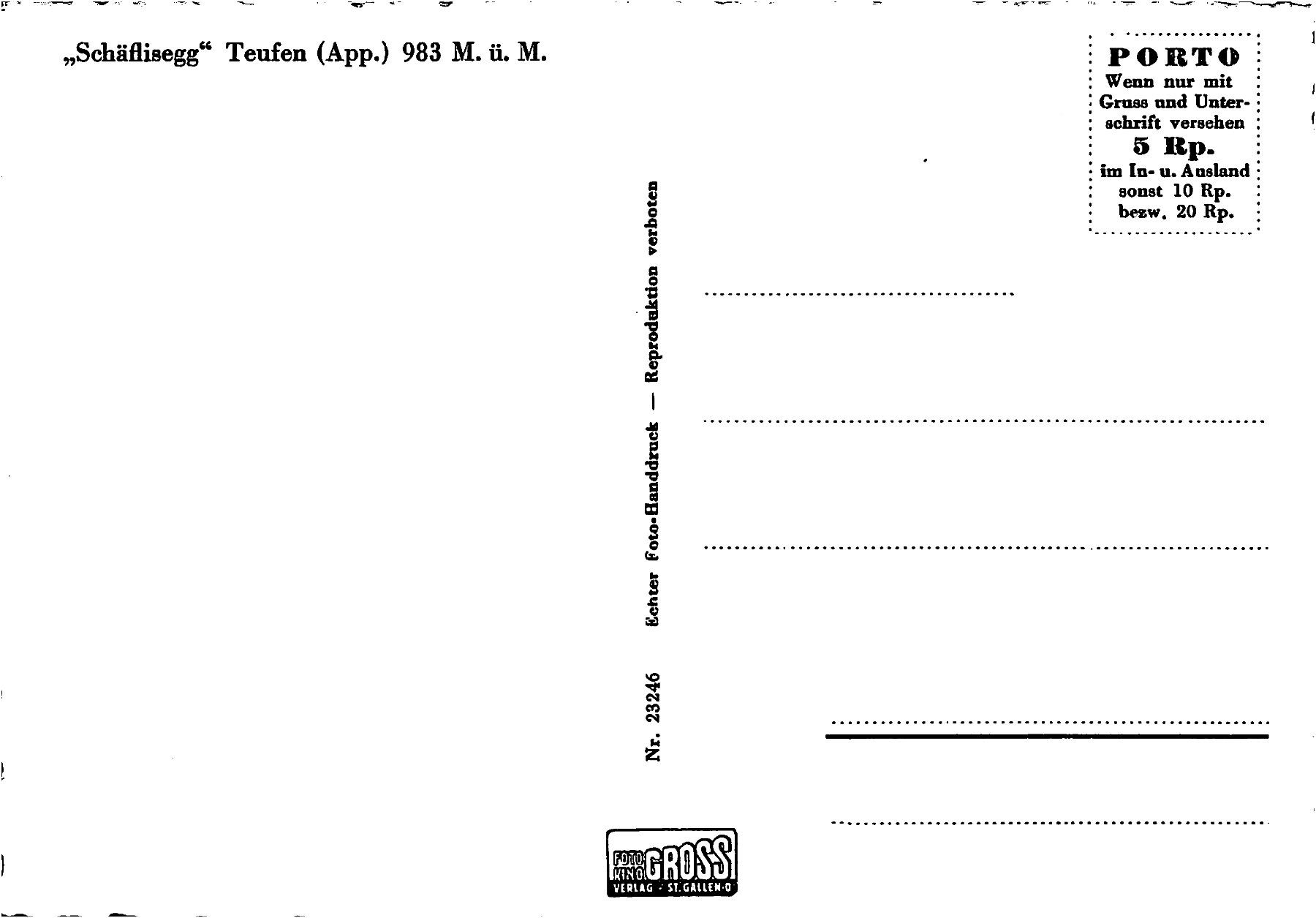 Cartoline postali: Teufen, Schäflisegg – Usato da Ottikon b.Kemptth. venduto da Neptun1974 1
