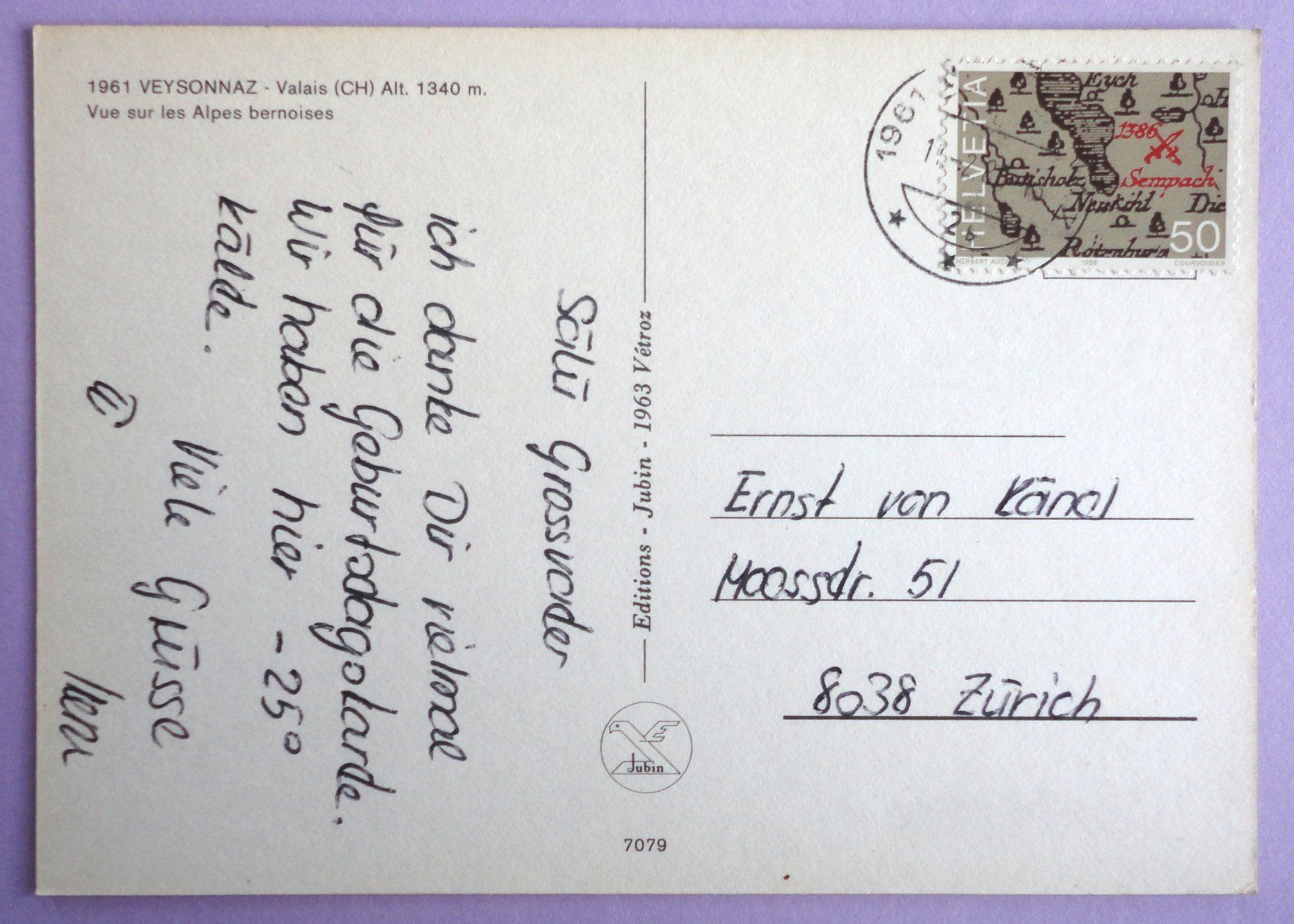 Cartoline postali: Veysonnaz Alt. 1340 m – Usato da Fétigny venduto da Billy2miny 1