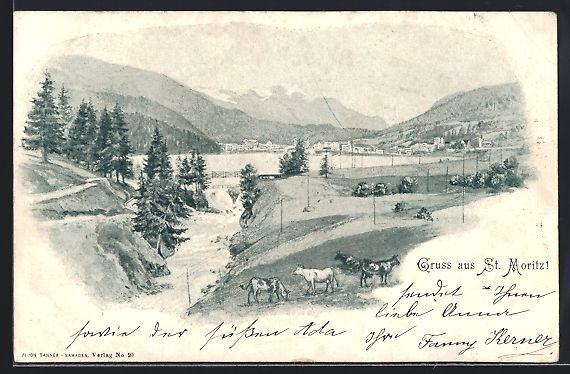 Cartes postales: St. Moritz, Ortspartie mit Sturzbach und – D'occasion à Berlin par bartko-reher