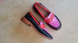 Mocassins style Loafer, multicolore, cuir, taille 39, comme 