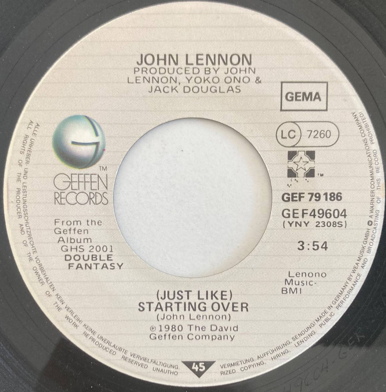 Dischi in vinile: JOHN LENNON - (JUST LIKE) STARTING OVER – Usato da Poliez-Pittet venduto da Newtown-Records 2