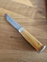 Finnenmesser mit Lederscheide Holzgriff Klinge graviert