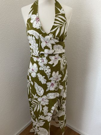 Zara Kleid Sommer Gr. M, olivgrün mit Blumen neu mit Etikett