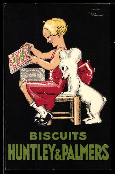 Articoli pubblicitari: sign. Rene Vincent: Biscuits Huntly, Pal – Usato da Berlin venduto da bartko-reher