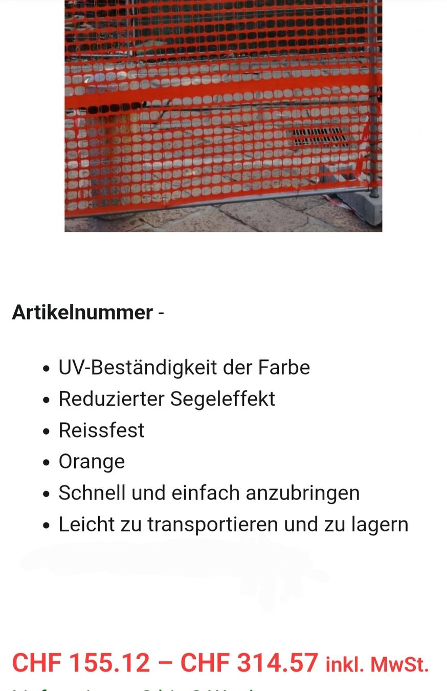 Recinzioni: Schutznetz, Absperrzaun, Baustellenabsperrung – Usato da Brenzikofen venduto da Nramseier 2