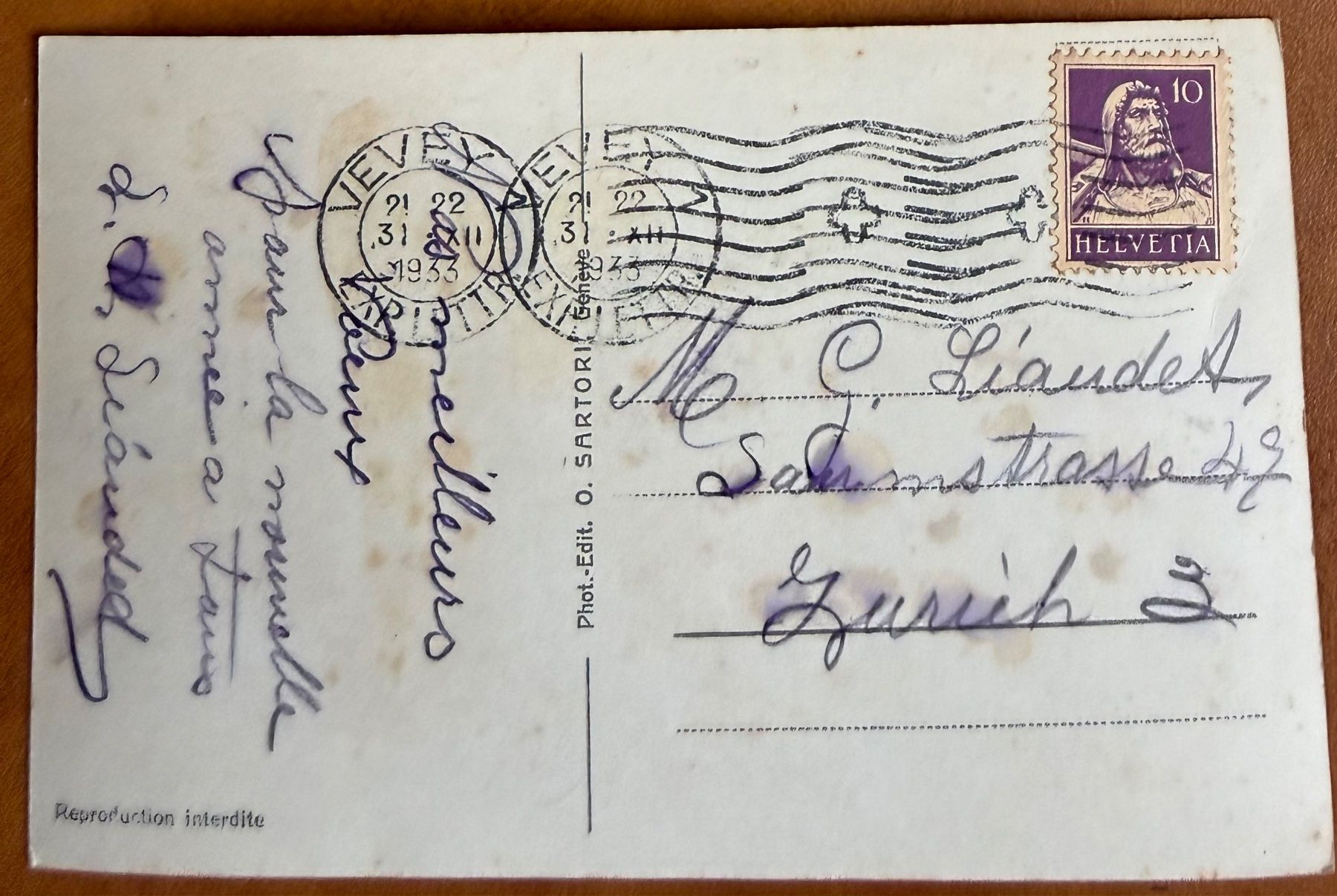 Cartoline postali: Vevey - Barques sur le quai 1933 – Usato da Lutry venduto da Ediego 1
