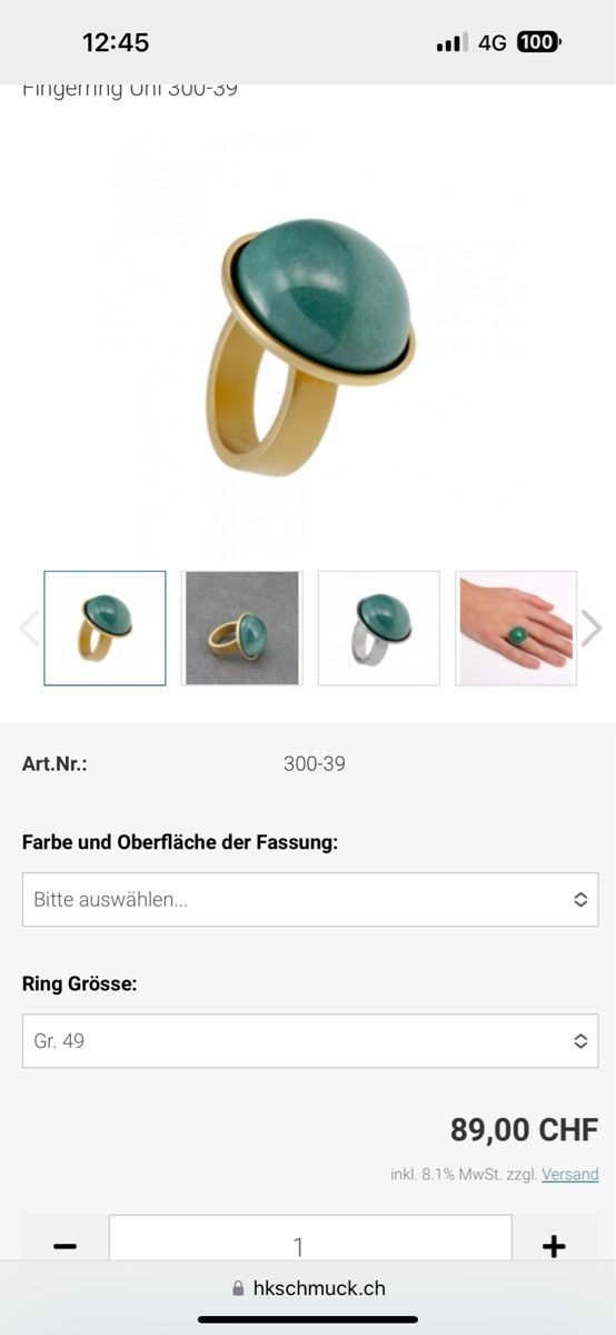 Anelli: hk Ring, goldfarben mit blauem Keramik Stein, Gr. 52 – Nuovo e nell'imballaggio originale da Goldach venduto da Schnuppi 1