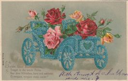 Blumenauto Prägekarte