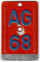 Velonummer Aargau AG von 1968