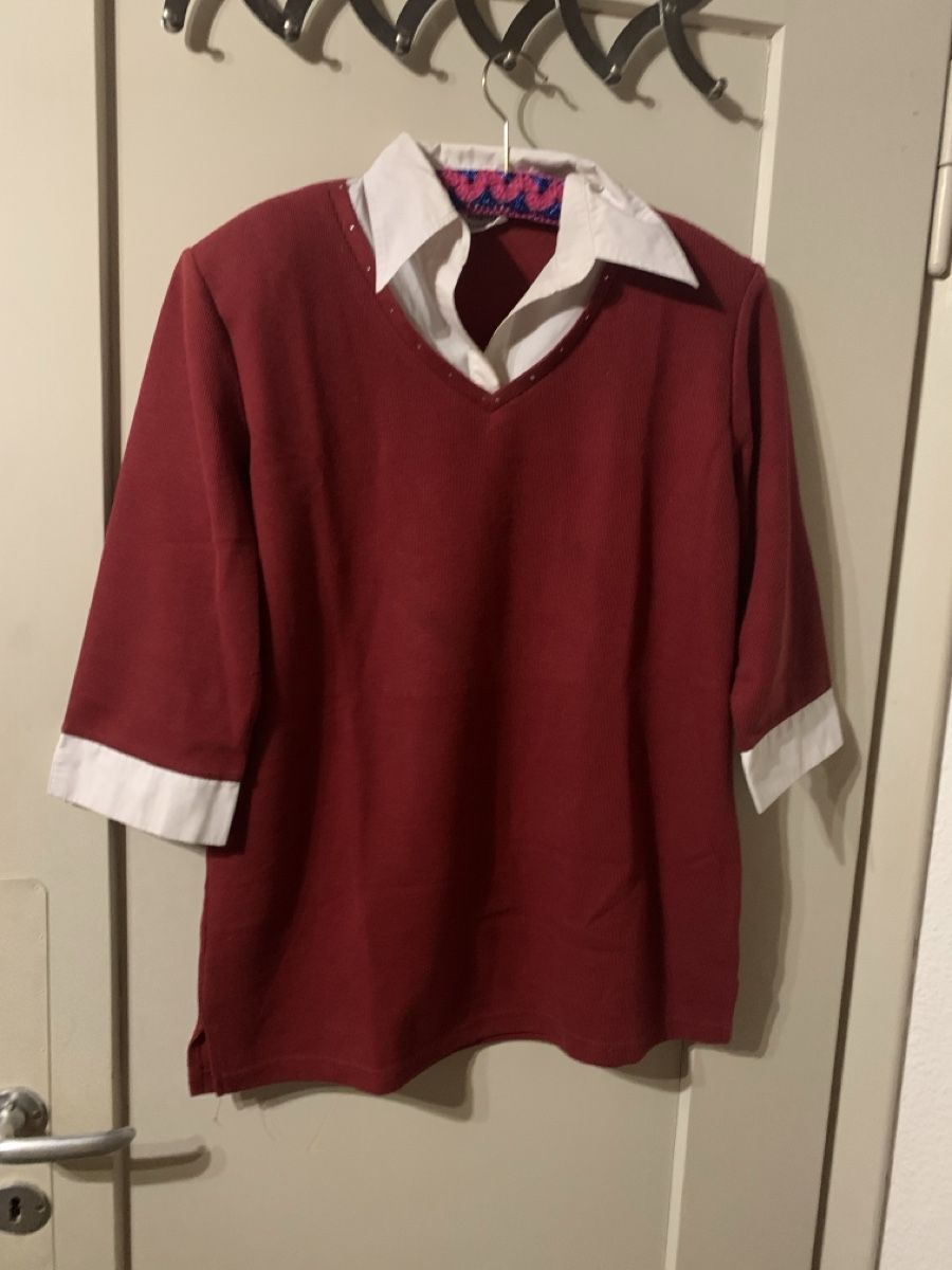 Maglioni & Felpe: Damen Pullover bordeaux Grösse 40/42V-Ausschnitt Blusenkrage – Usato da Laufen venduto da Nivo33