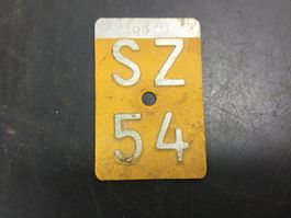Antike Velo oder Fahrradnummer Schwyz 1954