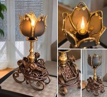 Aussergewöhnliche Vintage Tischlampe  Flammenlicht 