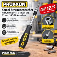PROXXON Kombi Schraubendreher 1/4" Vierkant und Bit Aufnahme