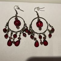 Ohrringe, Ohrhänger, Modeschmuck, rot