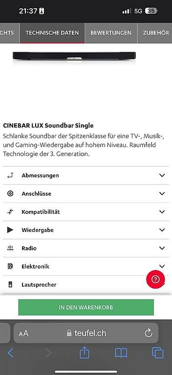 Home Cinema: Cinebar Lux Surround 5.1 set von Teufel – Usato da Zürich venduto da georg17 2
