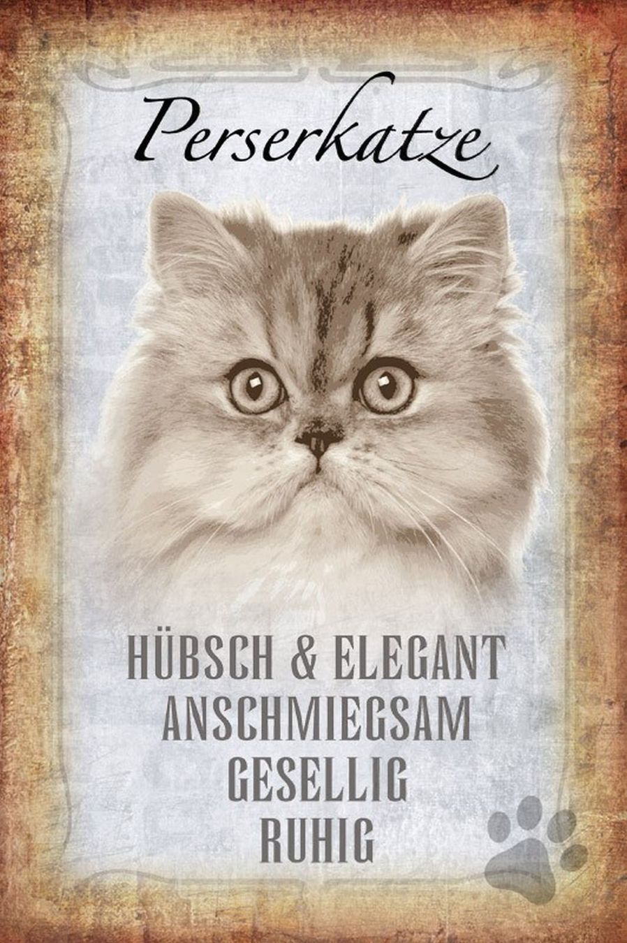 Insegne: Blechschild-STECKBRIEF-PERSERKATZE – Nuovo e nell'imballaggio originale da Rupperswil venduto da big-one-sale