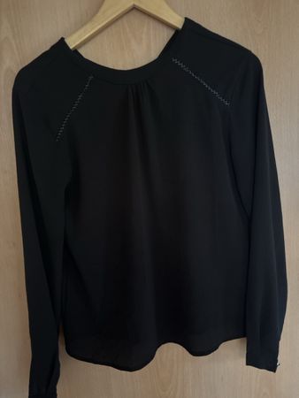 Damen Bluse schwarz mit Zierborte langarm guter Zustand