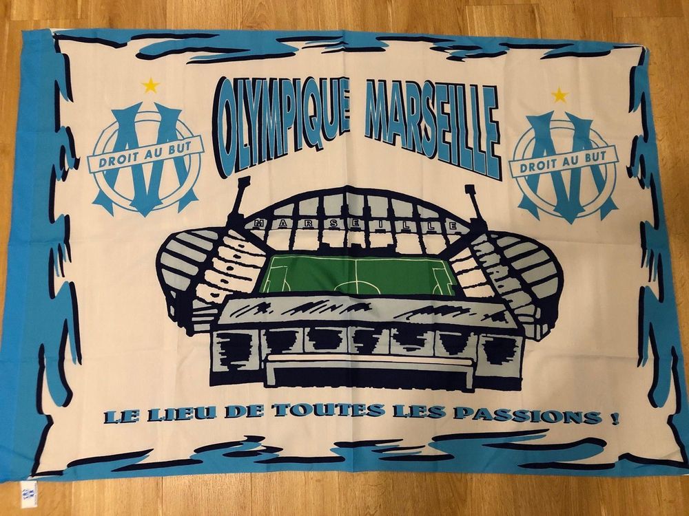 Drapeau de l'OM Olympique de Marseille 90x150cm ou 60x90cm/3x5ft or 2x3ft