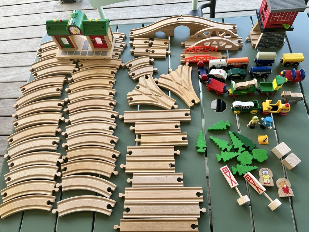 Lot De 9 Véhicules En Bois Bigjigs Rail - Train Jouet Éducatif - Compatible Avec Autres Marques