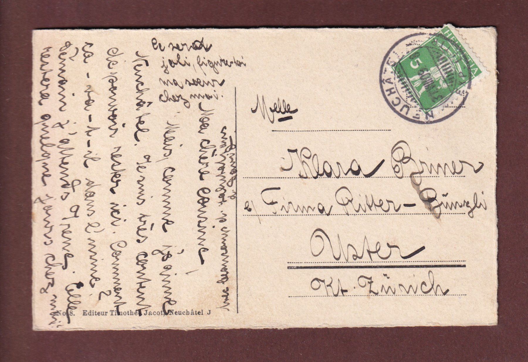 Cartoline postali: NEUCHÂTEL - Quai - 1909 – Usato da Pully venduto da nicecards-shop 1