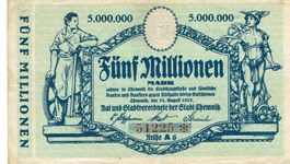 Chemnitz Rat+Stadtverordnete 5 Mil.Mark SNrot 24.08.1923 SS+