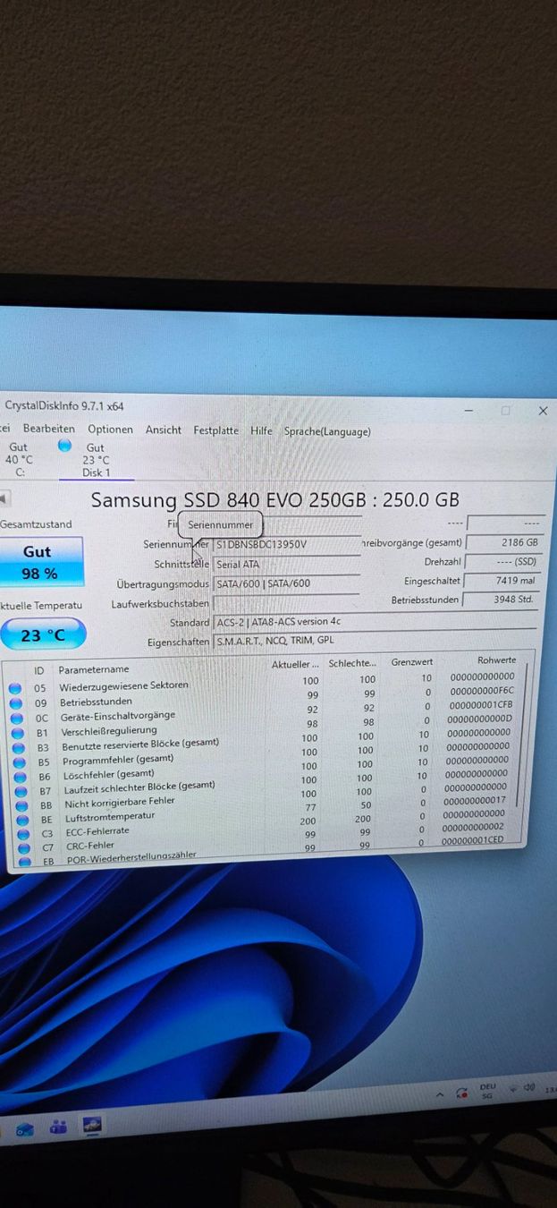 Samsung Harddisks: Samsung 840Evo 250GB SSD – Gebraucht aus Zihlschlacht von vogelgrip 1