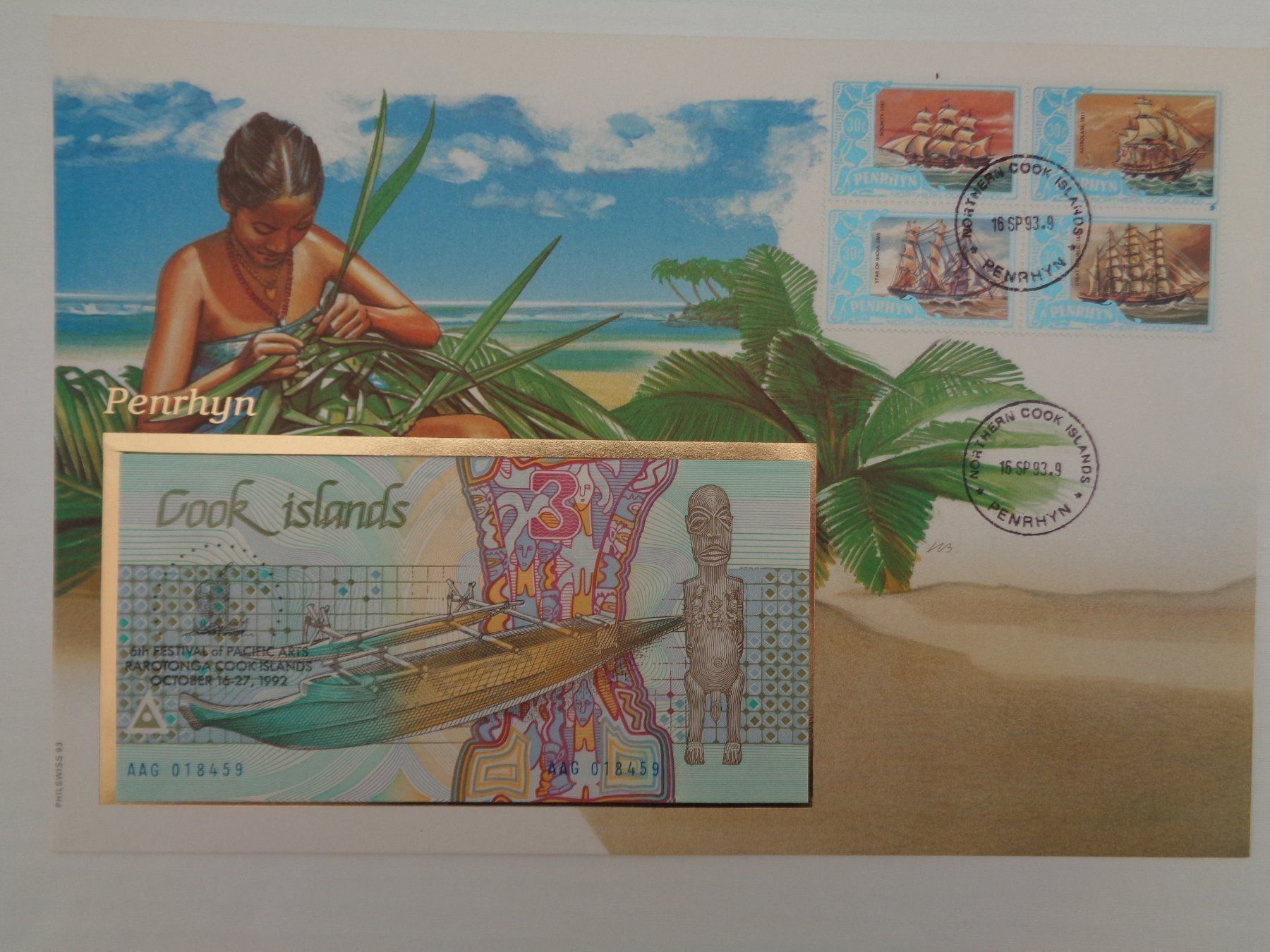Banknoten: Notenbrief - Cook-Inseln 3 Dollar – Neu (gemäss Beschreibung) aus Chur von omonia