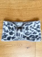 Stirnband Leopardenmuster grau weiss Kunstfell neu