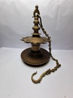 Messinglampe Hängeleuchte mit Kette und Haken Antik