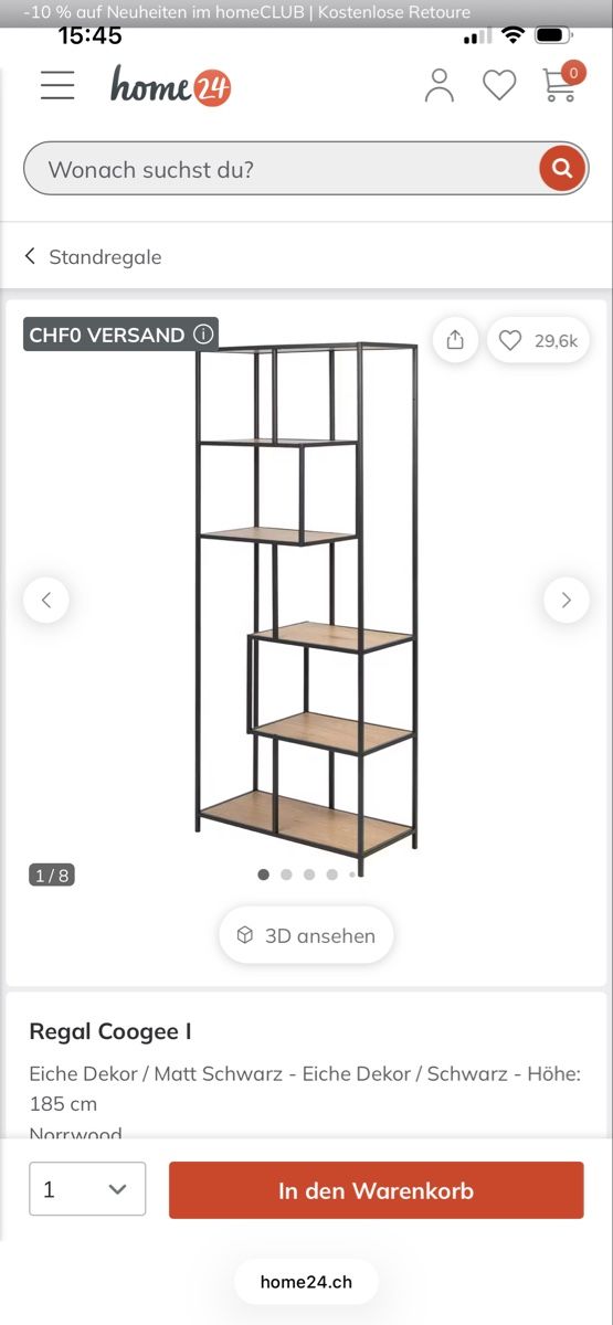 Scaffali: Regal Coogee I Eiche Matt Schwarz 185 cm – Usato da Züberwangen venduto da RoBsELl 2