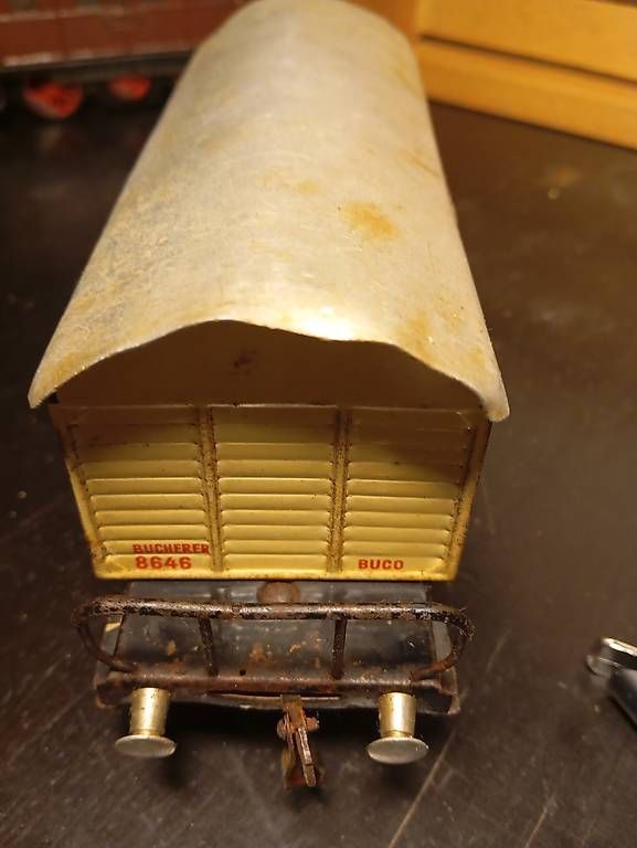 SBB/CFF/FFS Modellini di ferrovie: Bell Güterwagen Spur 0 aus Blech – Usato da Basel venduto da Petergunn 3