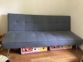 Schlafsofa grau mit Metallfüssen 200cm Breite