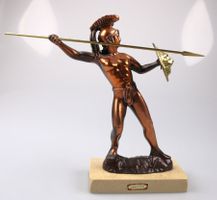 Statue Leonidas von Sparta auf Marmorsockel (Hellenic Art)