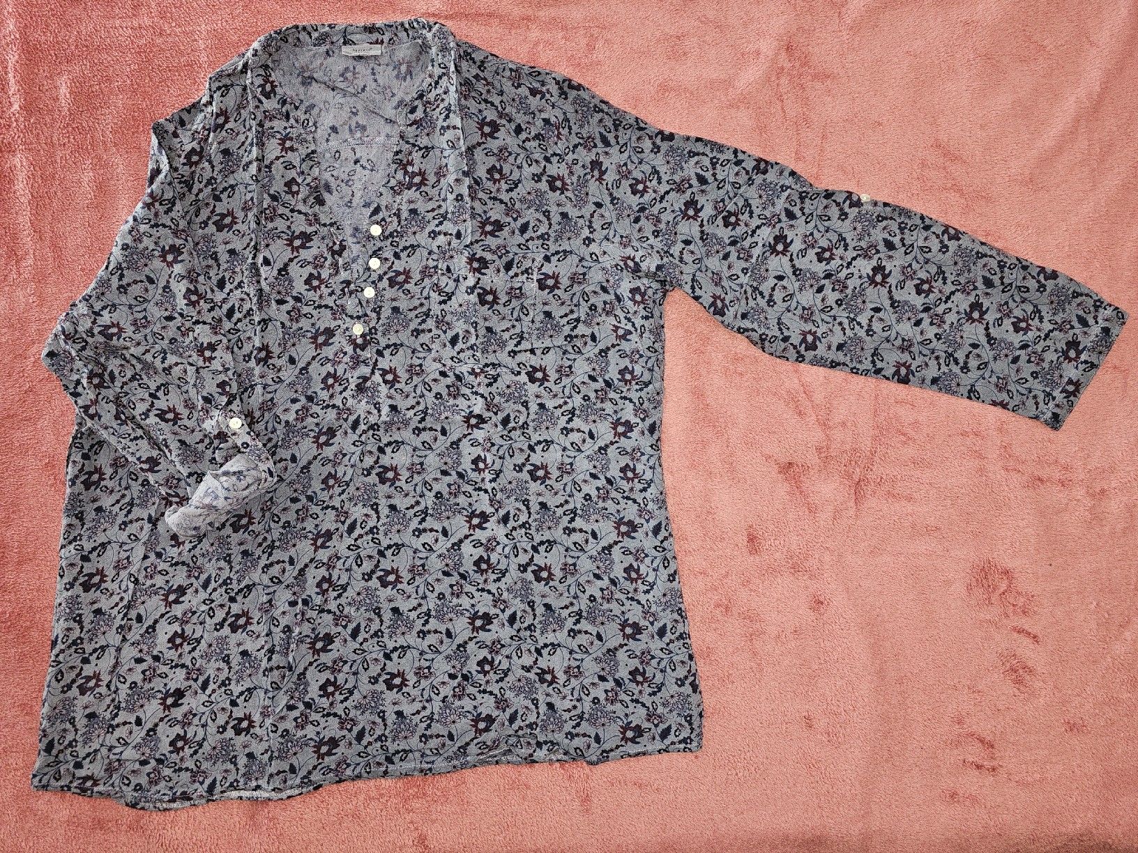 Tuniken: Tunika, hellblau mit Blumen&Blättern, XL, NEU – Neu (gemäss Beschreibung) aus Heiden von Taronia 1