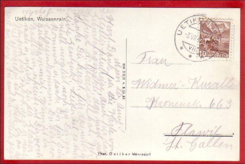 Cartoline postali: UETIKON WEISSENRAIN – Usato da Grüningen venduto da Kartensammler 1