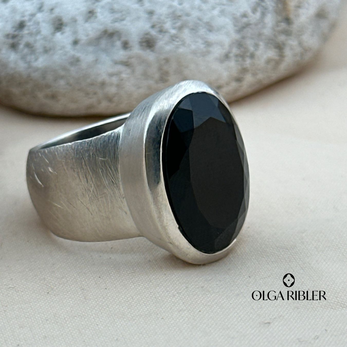 Olga Ribler Ringe: Silber Ring 925 mit Onyx Grösse 53 – Neu (gemäss Beschreibung) aus Luzern von Schmuckoutlet 2