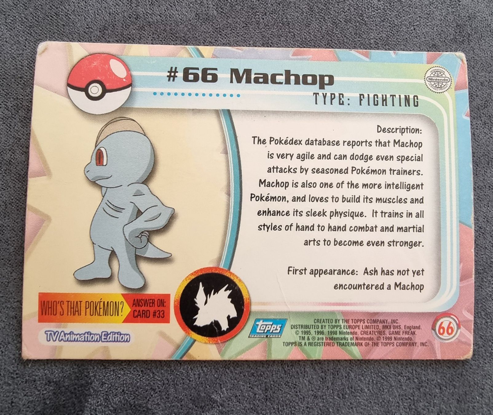 Pokémon Sammelbilder & Trading cards: Pokémon Topps Holo blau #66 Machop / Machollo – Gebraucht aus Roggwil BE von S_Cards 4