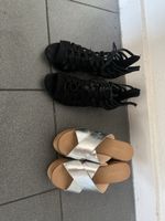 Schuhe Damen Grösse 39 2 Paar Schwarz Silber