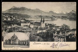 AK Luzern, Bahnhof, Ortsansicht mit Rigi